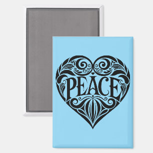 AIMANT COEUR DE PAIX NOIR ET BLANC