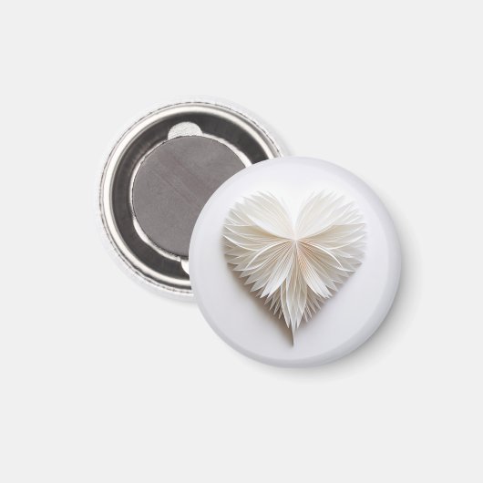 Aimant Coeur de plumes blanches (Recto/Verso)