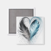 Aimant Coeur de plumes - Bleu clair (Recto/Verso)