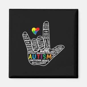 Aimant Cœur de puzzle Asl Amour Langue des signes Main Au