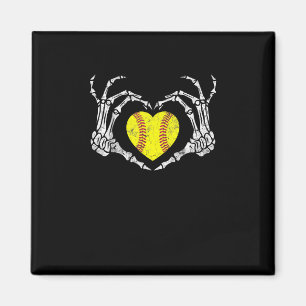 Aimant Coeur de softball Skeleton main Halloween Costume
