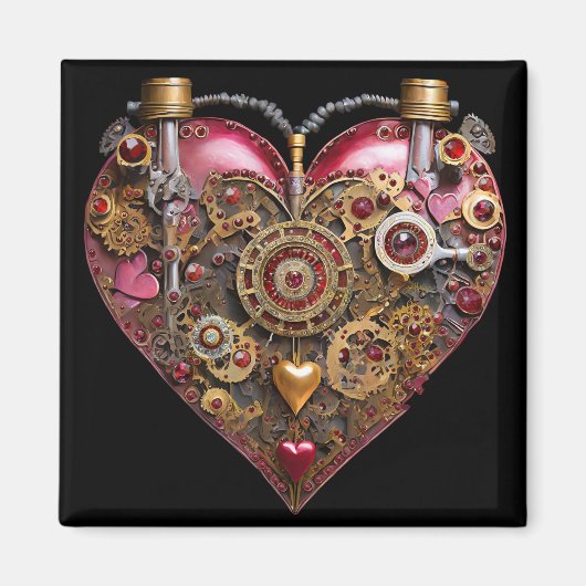 Aimant Cœur de Streampunk Rubis Saint-Valentin (Devant)