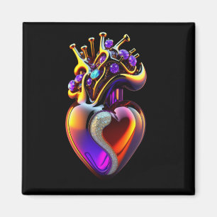 Aimant Cœur de verre iridescent Art numérique