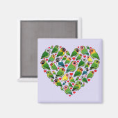 Aimant Coeur des Lovebirds (Recto/Verso)