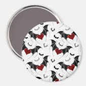 Aimant Coeur d'Halloween avec ailes de chauve-souris noir (Recto/Verso)