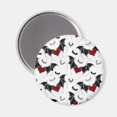 Aimant Coeur d'Halloween avec ailes de chauve-souris noir (Recto/Verso)