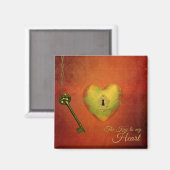 Aimant Coeur d'or avec clé (Recto/Verso)