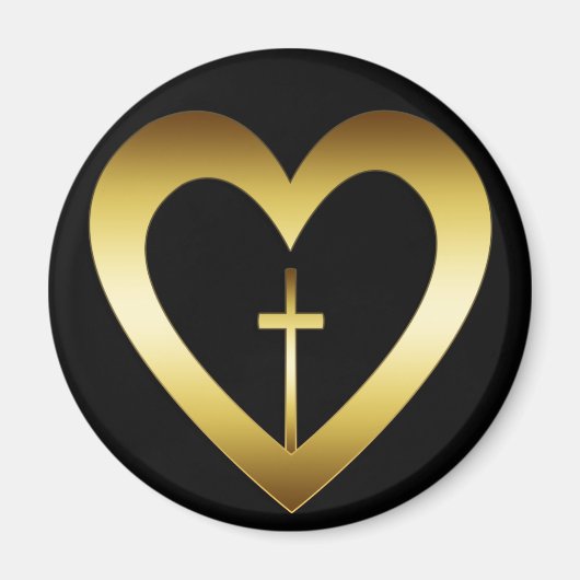 AIMANT COEUR D'OR ET CROIX (Devant)