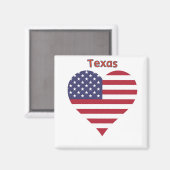Aimant Coeur du drapeau américain du Texas (Recto/Verso)