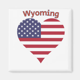 Aimant Coeur du drapeau américain du Wyoming