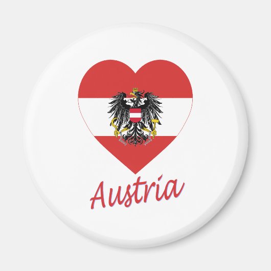 Aimant Coeur du drapeau autrichien (Devant)