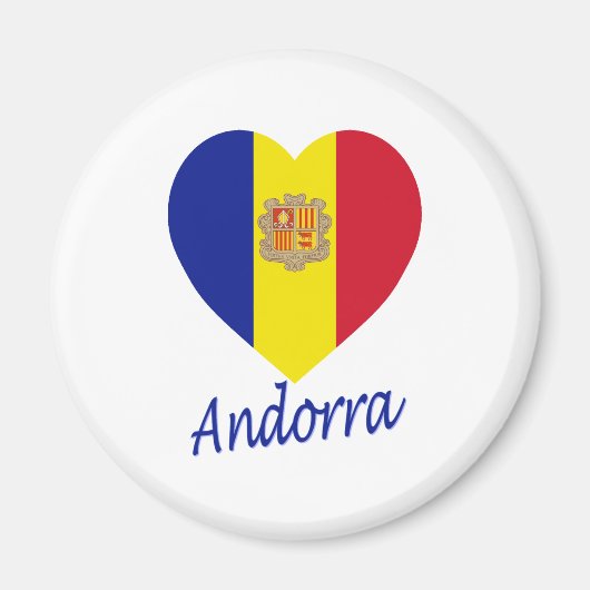 Aimant Coeur du drapeau d'Andorre (Devant)