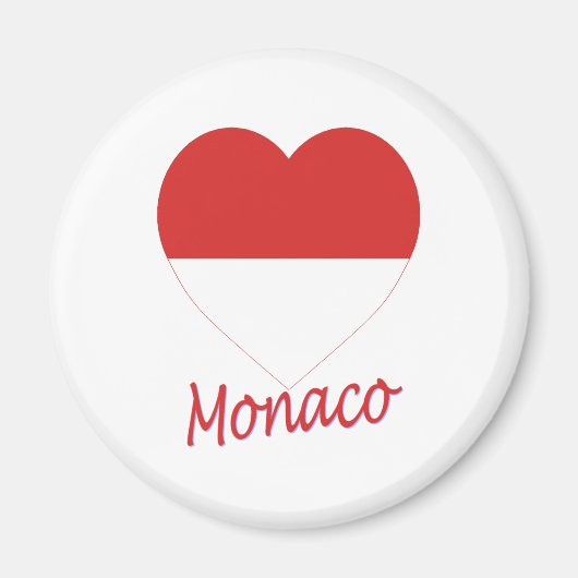 Aimant Coeur du drapeau de Monaco (Devant)