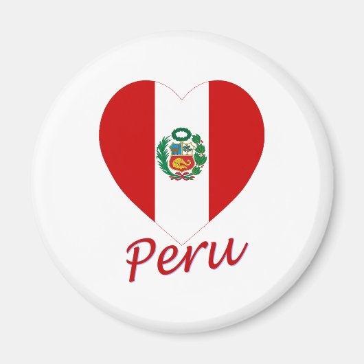 Aimant Coeur du drapeau du Pérou (Devant)
