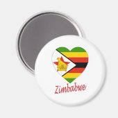 Aimant Coeur du drapeau du Zimbabwe (Recto/Verso)
