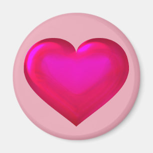 Aimant Coeur en verre rose