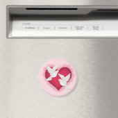 Aimant Coeur et colombes - rose (In Situ (Lave-vaisselle))