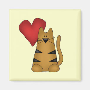 Aimant Coeur et T-shirts et cadeaux rayés de chat