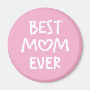 Aimant Cœur Fantaisiste Rose et Blanc Meilleure Maman de