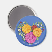 Aimant Coeur floral sculpté élégant (Recto/Verso)