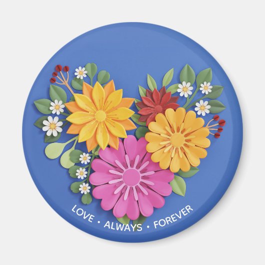 Aimant Coeur floral sculpté élégant (Devant)