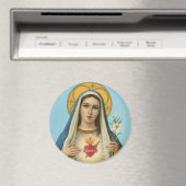 Aimant Coeur immaculé de Marie - roses, lis, épée (In Situ (Lave-vaisselle))