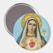 Aimant Coeur immaculé de Marie - roses, lis, épée (Recto/Verso)