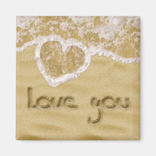 Aimant Coeur "Love you" écrit dans Sable