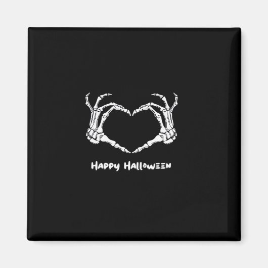 Aimant Coeur main squelette éffrayant avec "Happy Hallowe (Devant)
