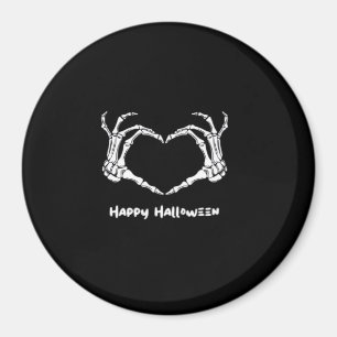 Aimant Coeur main squelette éffrayant avec "Happy Hallowe