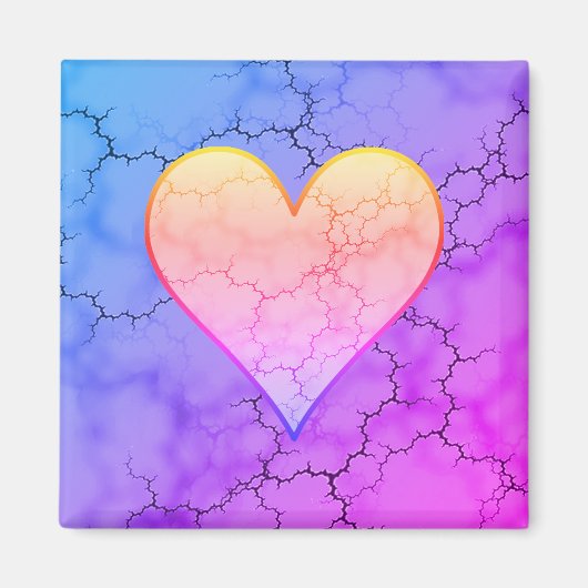 Aimant Coeur marbré arc-en-ciel (Devant)