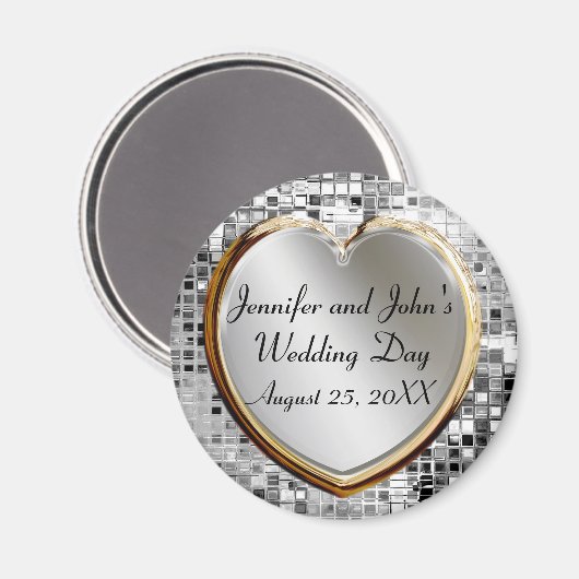 Aimant Coeur mariage Et Séquins (Recto/Verso)