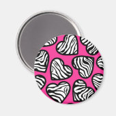 Aimant Coeur mignon fuschia rose noir blanc zèbre motif (Recto/Verso)