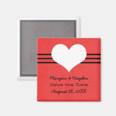 Aimant Coeur moderne Enregistrer l'aimant de date, rouge (Recto/Verso)