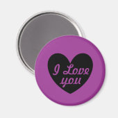 Aimant Coeur noir sur violet (Recto/Verso)