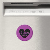 Aimant Coeur noir sur violet (In Situ (Lave-vaisselle))