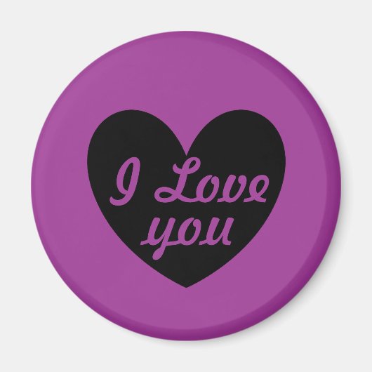 Aimant Coeur noir sur violet (Devant)