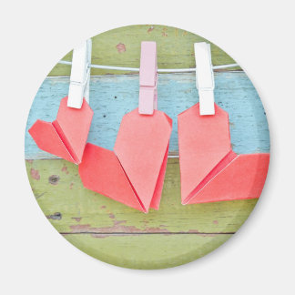 Aimant Coeur Papier Accroché Sur La Ligne De Clothèse
