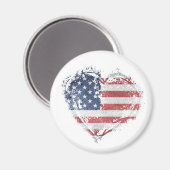 Aimant Coeur patriotique américain à Grunge (Recto/Verso)