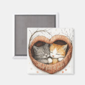 Aimant Coeur plein de purrs chats bouddles d'illustration (Recto/Verso)