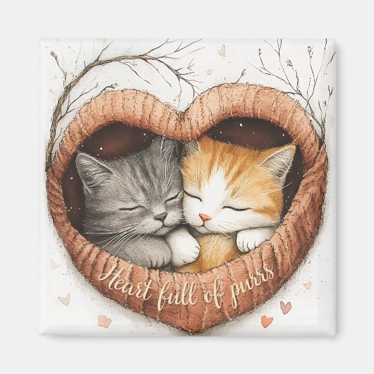 Aimant Coeur plein de purrs chats bouddles d'illustration (Devant)