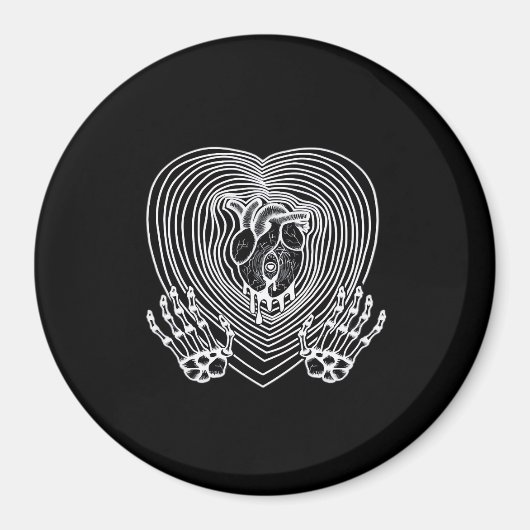 Aimant Coeur Pleurant En Blanc - Skeleton Coeurs Mains (Devant)