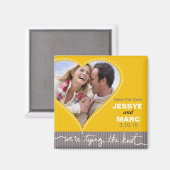 Aimant Coeur pointillé Enregistrer la date gris jaune (Recto/Verso)