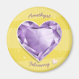 Aimant Coeur pourpre/lilas d'améthyste de février de