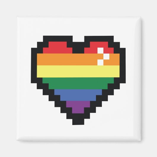 Aimant Coeur Rainbow Pixel (Devant)