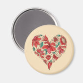Aimant Coeur rétro des fleurs symbole d'amour (Recto/Verso)