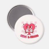 Aimant Coeur rose accolades et baisers (Recto/Verso)