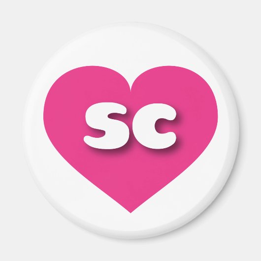 Aimant Coeur rose chaud de Caroline du Sud - J'aime sc (Devant)