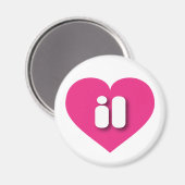 Aimant Coeur rose chaud de l'Illinois - J'aime il (Recto/Verso)
