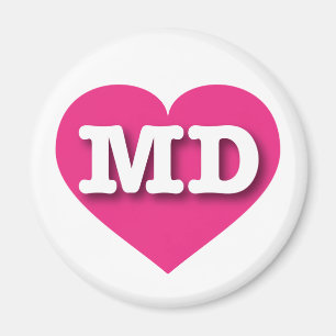 Aimant Coeur rose chaud du Maryland - J'aime MD